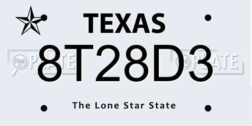 8T28D3 Texas License Plate