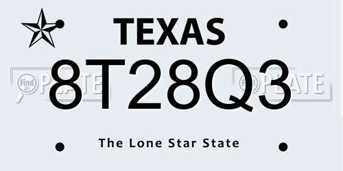 8T28Q3 Texas License Plate