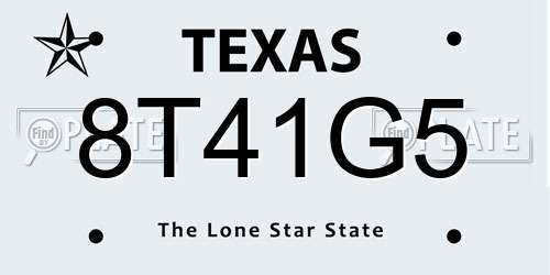 8T41G5 Texas License Plate