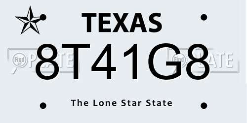 8T41G8 Texas License Plate
