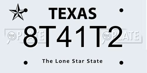 8T41T2 Texas License Plate