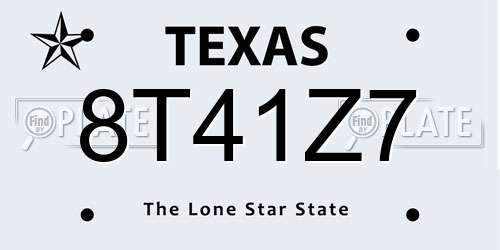 8T41Z7 Texas License Plate