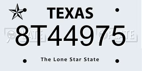 8T44975 Texas License Plate