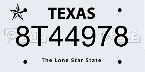 8T44978 Texas License Plate