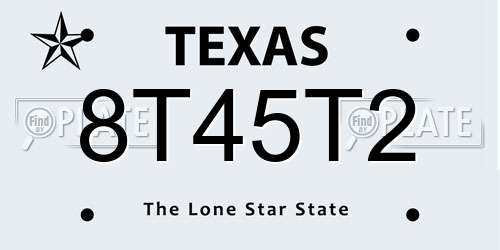 8T45T2 Texas License Plate