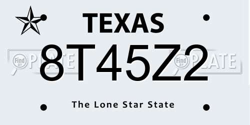 8T45Z2 Texas License Plate