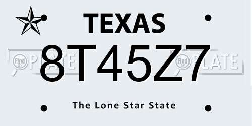 8T45Z7 Texas License Plate
