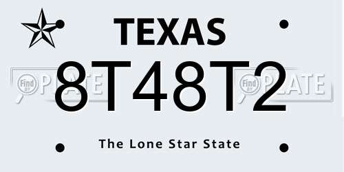 8T48T2 Texas License Plate