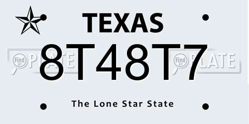 8T48T7 Texas License Plate