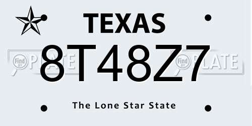 8T48Z7 Texas License Plate