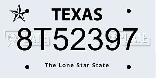 8T52397 Texas License Plate
