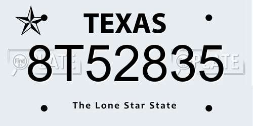 8T52835 Texas License Plate