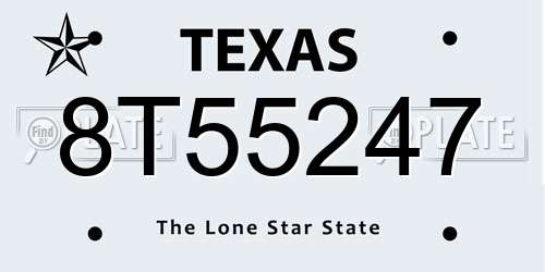 8T55247 Texas License Plate