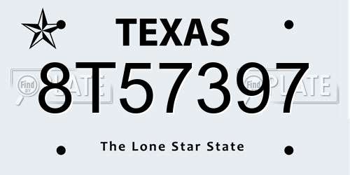 8T57397 Texas License Plate