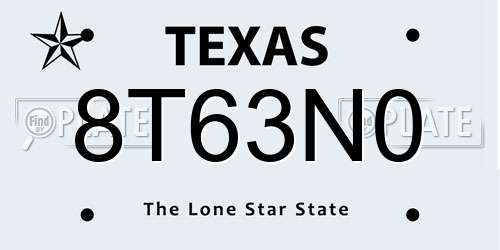 8T63N0 Texas License Plate
