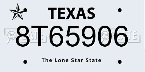 8T65906 Texas License Plate