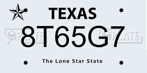 8T65G7 Texas License Plate