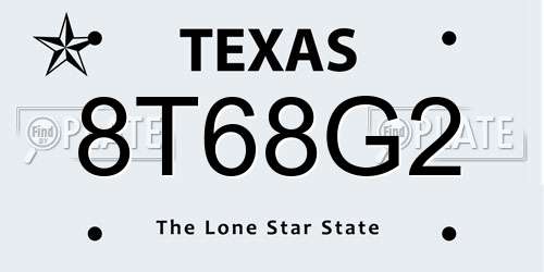 8T68G2 Texas License Plate
