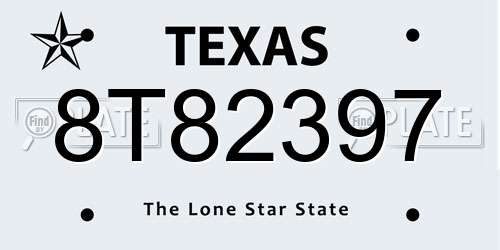 8T82397 Texas License Plate