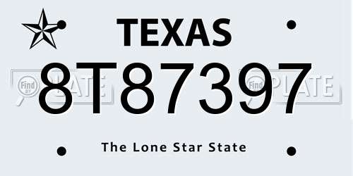 8T87397 Texas License Plate