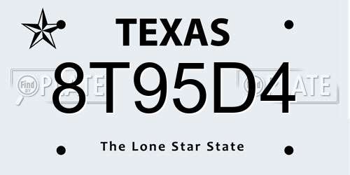 8T95D4 Texas License Plate