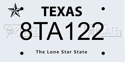 8TA122 Texas License Plate