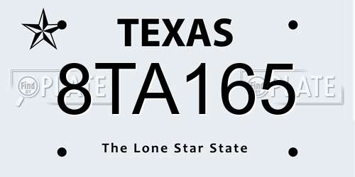 8TA165 Texas License Plate