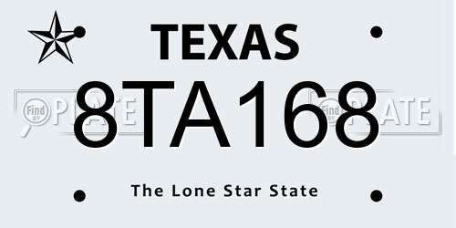 8TA168 Texas License Plate