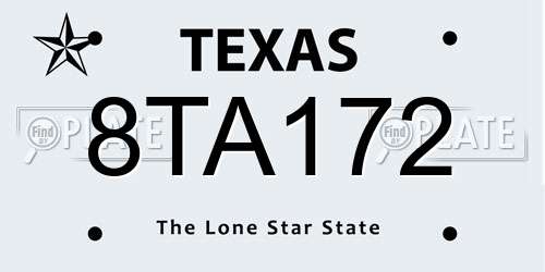 8TA172 Texas License Plate