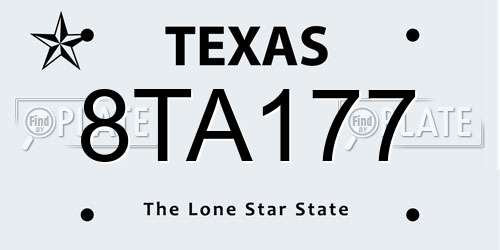 8TA177 Texas License Plate