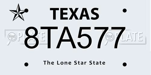 8TA577 Texas License Plate