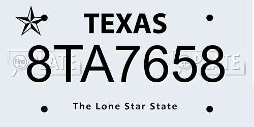 8TA7658 Texas License Plate