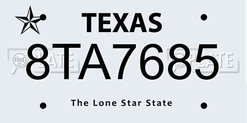 8TA7685 Texas License Plate