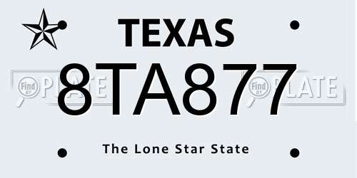 8TA877 Texas License Plate