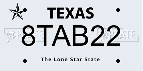 8TAB22 Texas License Plate