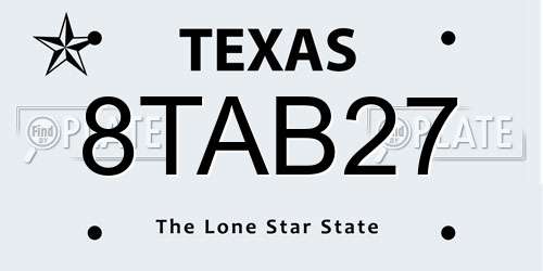 8TAB27 Texas License Plate