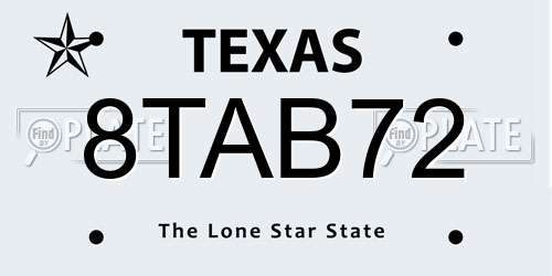 8TAB72 Texas License Plate