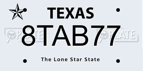 8TAB77 Texas License Plate