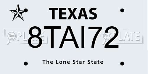 8TAI72 Texas License Plate