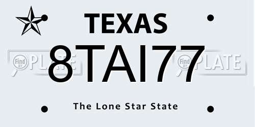 8TAI77 Texas License Plate