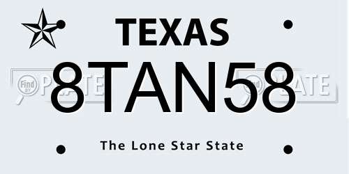 8TAN58 Texas License Plate