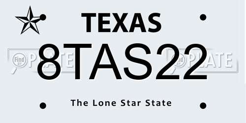 8TAS22 Texas License Plate