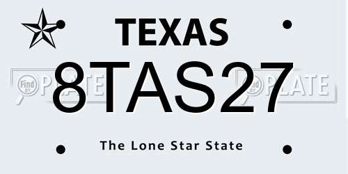 8TAS27 Texas License Plate