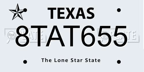 8TAT655 Texas License Plate