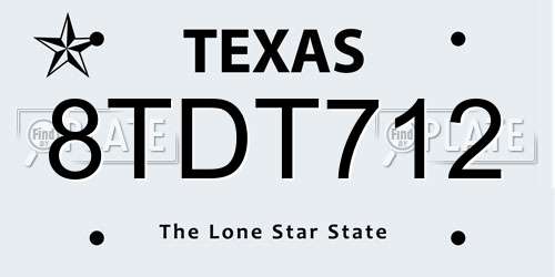 8TDT712 Texas License Plate