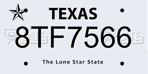 8TF7566 Texas License Plate