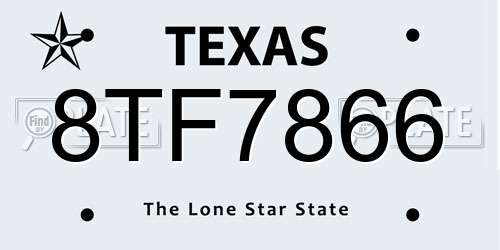 8TF7866 Texas License Plate