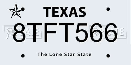 8TFT566 Texas License Plate