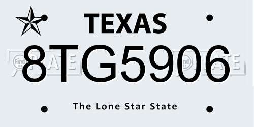 8TG5906 Texas License Plate