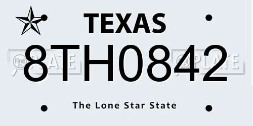 8TH0842 Texas License Plate